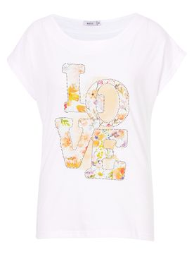 Damen Baumwoll-T-Shirt „Love“ weiss S Damen
