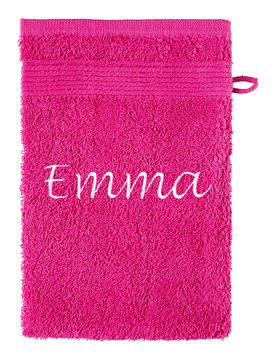 Waschlappen personalisiert mit Namen, 1 Stück, 100% Baumwolle rosa weiss