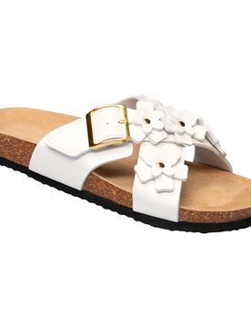 Bequem-Klettpantolette „Blümchen“ 41 weiss