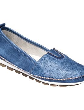 Stretch-Mokassin mit Leder „Sabine“ blau 36 Damen