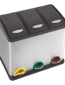 Mülltrennsystem „Premium“, 3 Fächer je 8,5 l schwarz silber