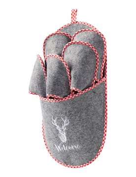 Hauspantoffel-Garage "Welcome", 5 Paar grau Damen