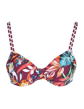 Sujetador de bikini con aros para mujer rojo oscuro 40D