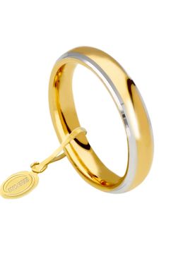 Fede Nuziale Comoda 4 mm Oro giallo bordi bianchi