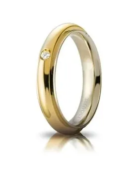 Fede Nuziale Andromeda con diamante Oro giallo bianco Brillanti Promesse
