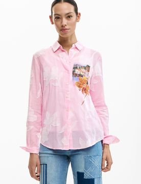 Chemise rayée carte postale RED M female