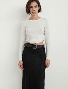 T-shirt slim plissable WHITE L female