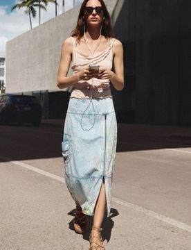 Jupe midi en denim BLUE XL female