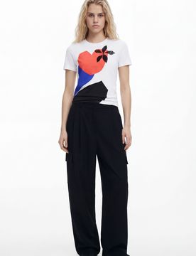 Camiseta diseñada por Mr. Christian Lacroix, Algodon, Blanco, XS