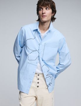 Chemise surpiquée brodée BLUE S male