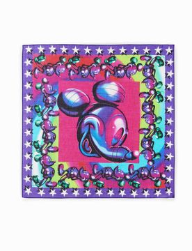 Foulard carré Mickey Mouse, Coton, Bleu, U