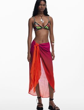 Paréo dégradé, , Viscose, Orange, U