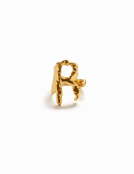Bague lettre R plaquée or Zalio MATERIAL FINISHES L female