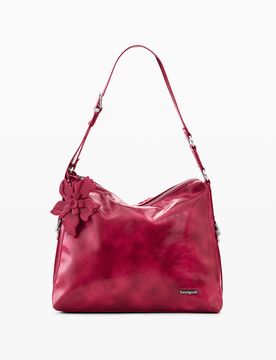 Bolso grande efecto piel, Poliuretano, Rojo, U
