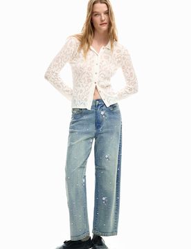 Pantalon en jean brodé BLUE 44 female