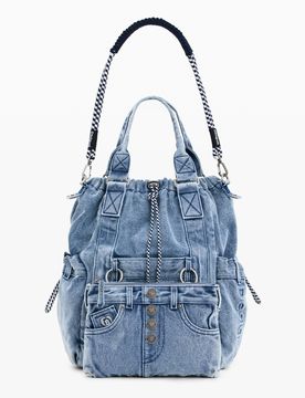 Grand sac à dos en denim BLUE U female