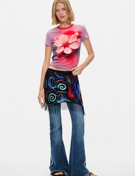 Pareo corto estampado, Mujer, Poliester, U
