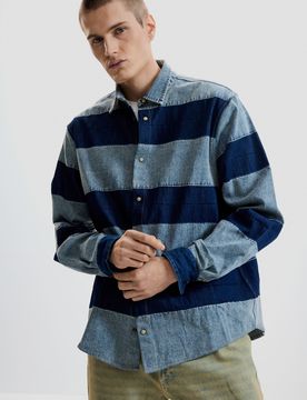 Chemise en denim à rayures BLUE XL male