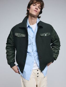 Chaqueta bomber paño, Hombre, Verde, S