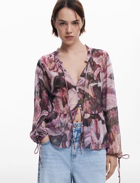 Blouse fluide à motifs de lys RED M female