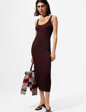 Vestido tirantes liso, MarróN, XS