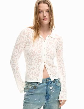 Chemise maille à manches longues WHITE M female