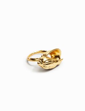Bague coquillage plaquée or Zalio MATERIAL FINISHES S female