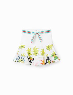 Mini-jupe en jean volants soleils WHITE 7/8 female