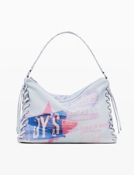 Bolso de hombro estampado mediano, Algodon, U