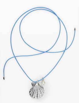 Pendentif cordon coquillage plaqué argent Zalio, Noir, U