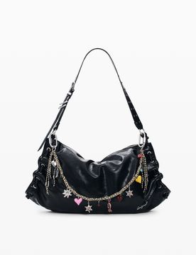 BOLSO BANDOLERA, Mujer, Poliuretano, Negro, U