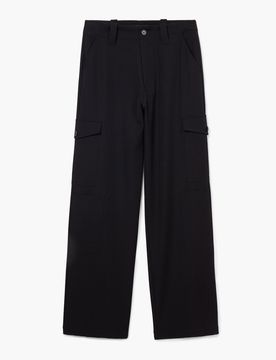 Pantalón cargo fluido, Negro, XS
