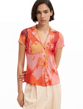 T-shirt resort tulle, Polyester, Orange, XS