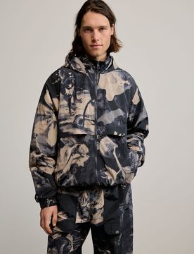 Chaqueta estampada gaugin, Hombre, Poliamida, Negro, S