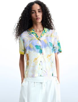 Chemise imprimée à manches courtes, , XS
