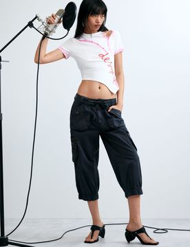 T-shirt asymétrique 100 % coton WHITE XL female