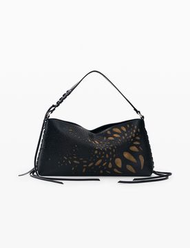 Sac épaule moyen ajouré, PolyurÉThane, Noir, U