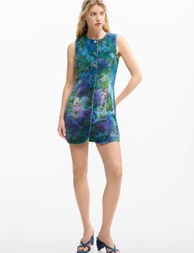 Vestido denim jardín, Mujer, Algodon, Azul, XS
