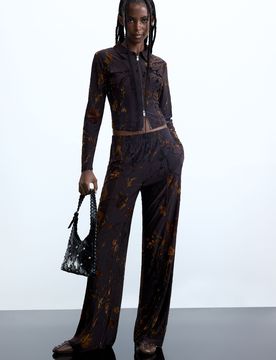 Pantalon long floqué BROWN XS female