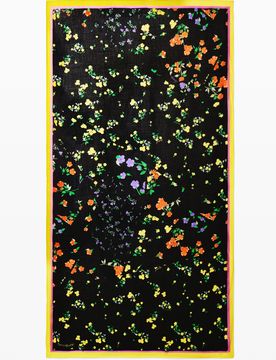 Foulard flores, Mujer, Poliester, Negro, U