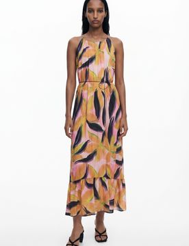 Robe midi effet froissé RED L female