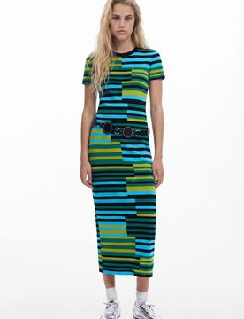 Desigual, Vestido largo rayas, XS
