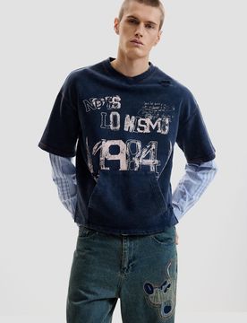 Sweat-shirt à manches longues imprimé BLUE L male