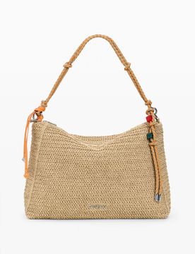 Bolso grande rafia charms, Mujer, Papel, Blanco, U