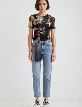 T-shirt slim plissé - DESIGNED BY M. CHRISTIAN LACROIX, Polyester, Noir, S