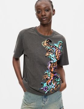 T-shirt Tigre 100 % Coton BLACK S female