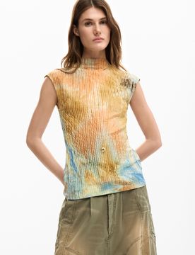 Camiseta texturas, Mujer, Poliester, MarróN, XS