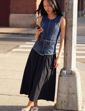 Robe combinée en denim BLUE M female