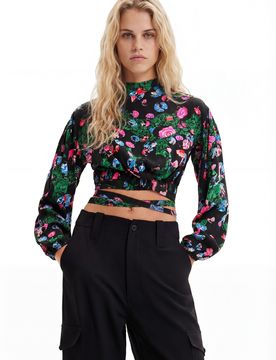 Blouse courte fleurie M. Christian Lacroix BLACK XL female