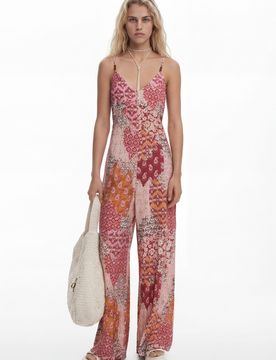 Desigual, Mono largo Boho, Rojo, XS